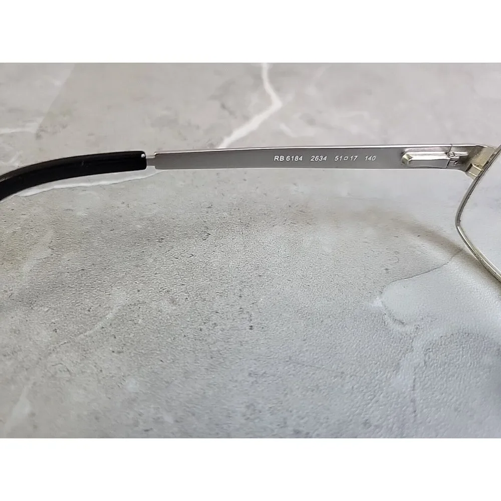 Ray Ban‎ RB6184 2634 Silver Rectangle Eyeglasses Frames Only 51-17 140